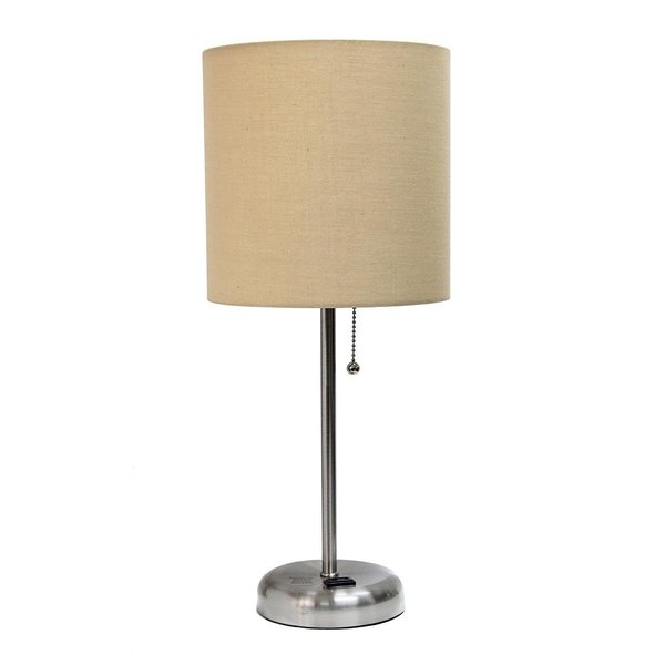 Diamond Sparkle Stick Lamp with Charging Outlet & Fabric Shade, Tan DI2519705